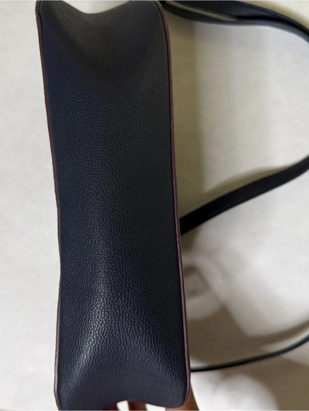 Tommy Hilfiger Burgundy and Black Pebbled Leather Shoulder Crossbody
